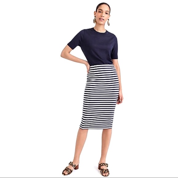 J. Crew No. 2 Pencil Skirt Navy Blue Deck Stripe 0 - Picture 5 of 7